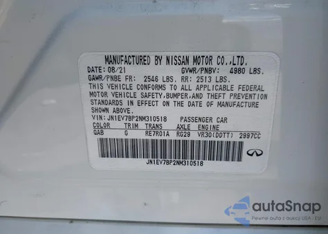 2022 Infiniti Q50 Luxe from USA, damaged, VIN JN1EV7BP2NM310518